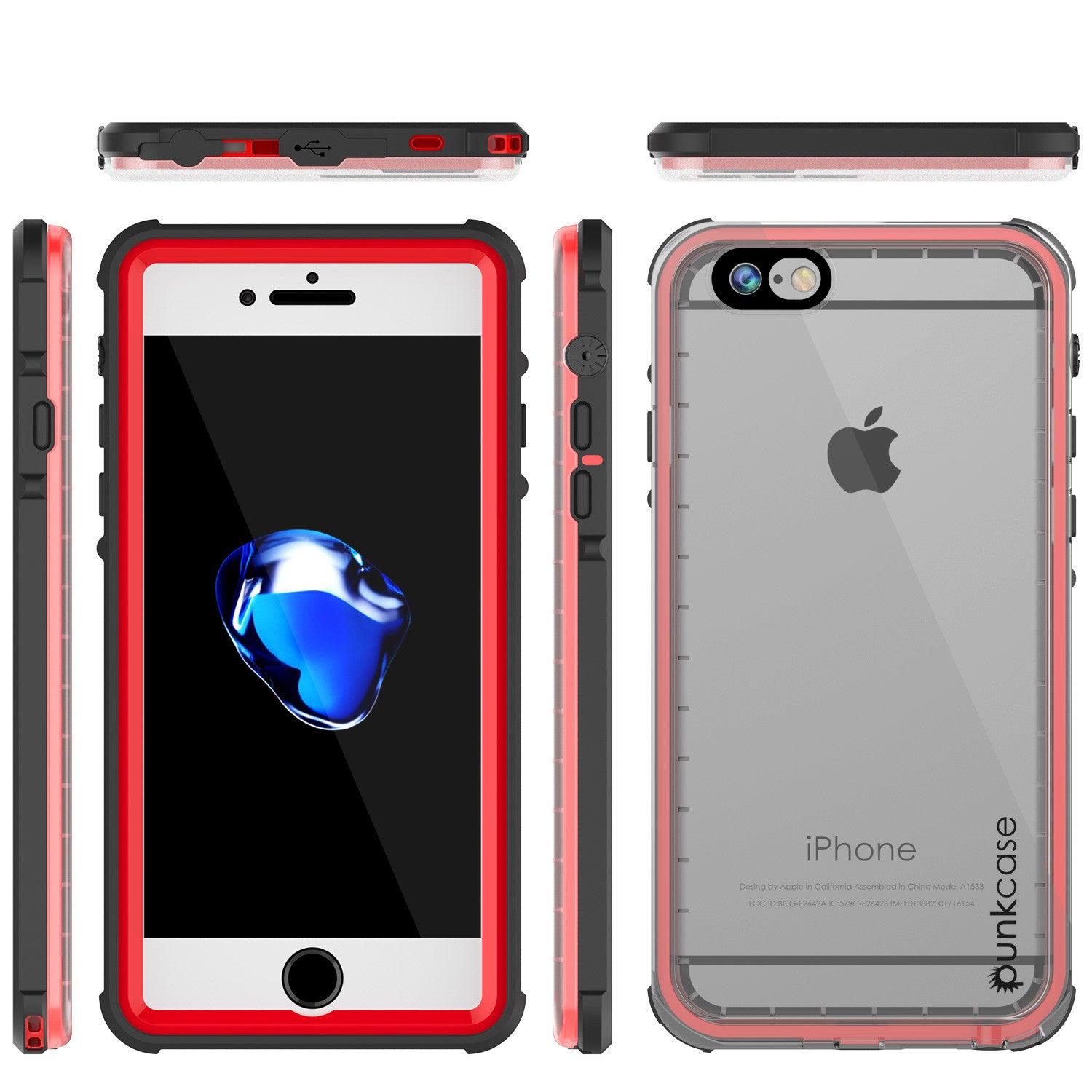 PUNKCASE - Crystal Series Waterproof Case for Apple IPhone 7 | Red
