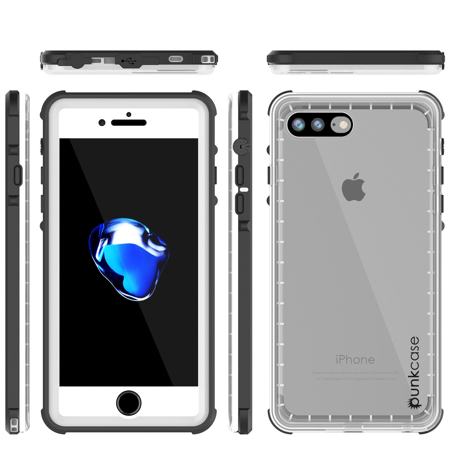 PUNKCASE - Crystal Series Waterproof Case for Apple IPhone 7+ Plus | White