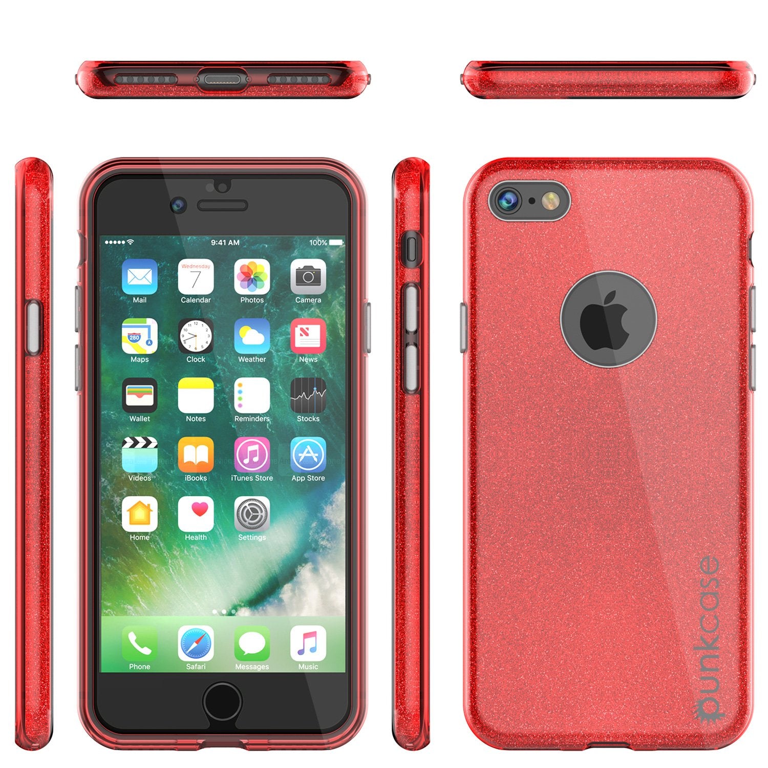iPhone 8 Case, Punkcase Galactic 2.0 Series Ultra Slim Protective Armor TPU Cover [Red]