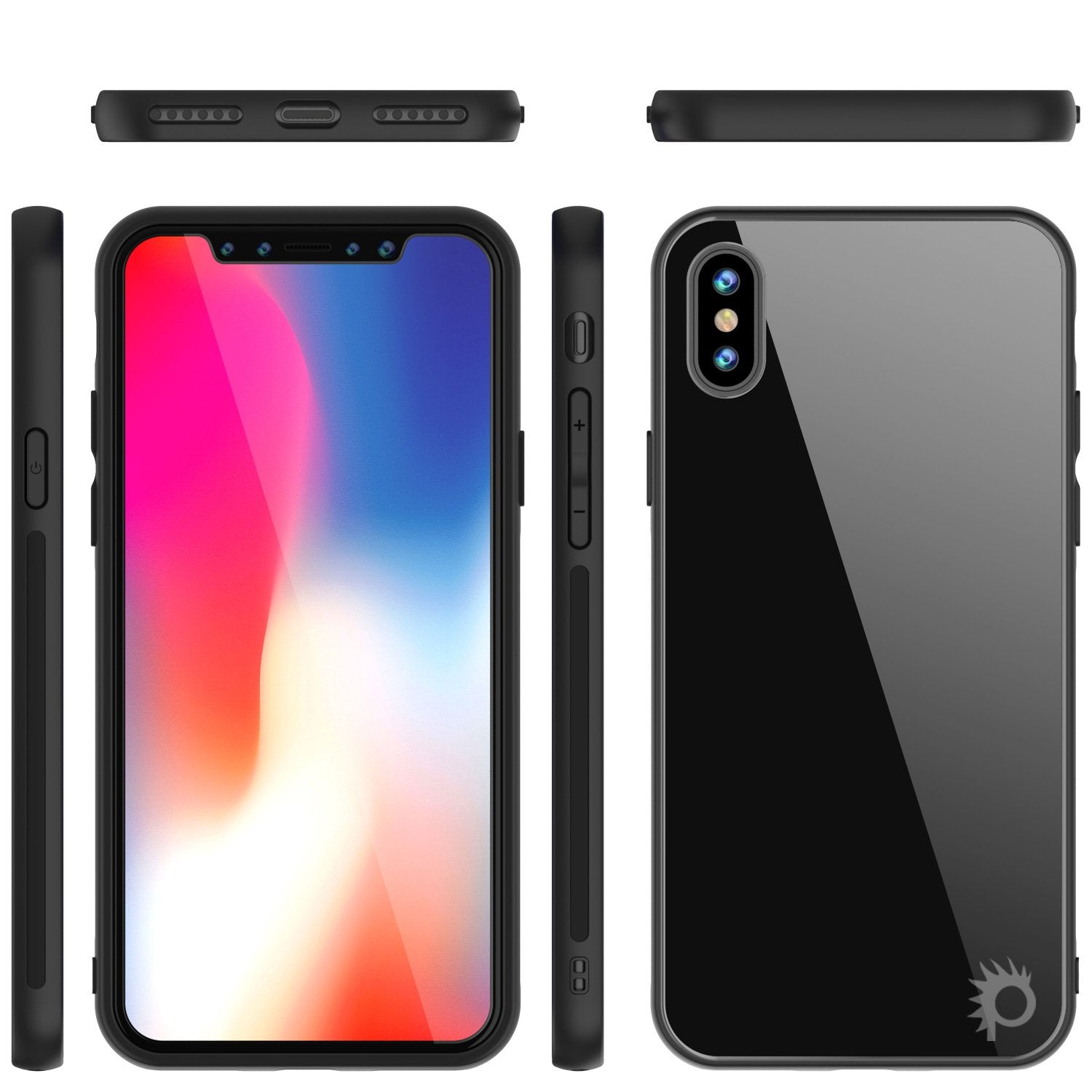 iPhone X Case, Punkcase GlassShield Ultra Thin Protective 9H Full Body Tempered Glass Cover W/ Drop Protection & Non Slip Grip for Apple iPhone 10 [Black]