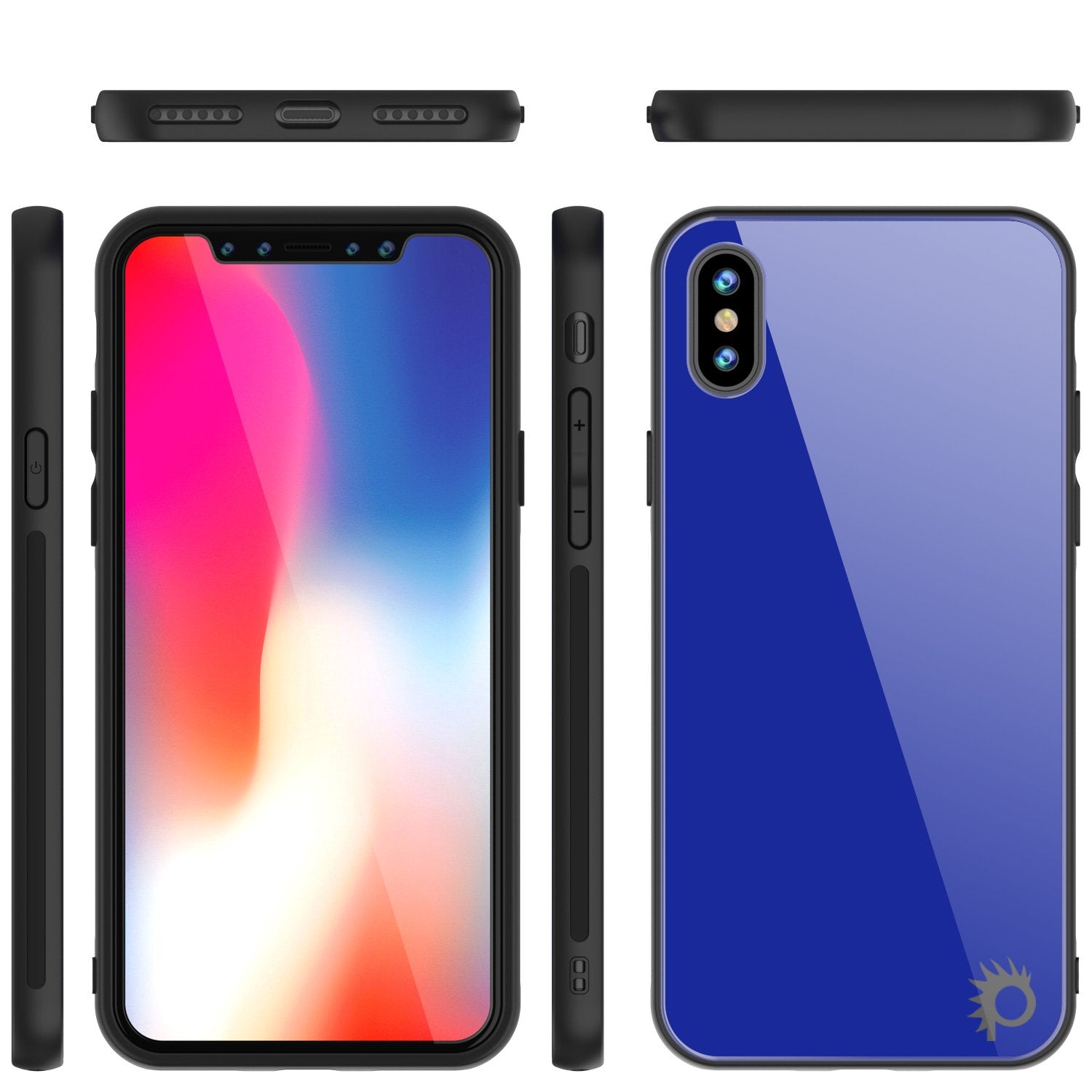 iPhone X Case, Punkcase GlassShield Ultra Thin Protective 9H Full Body Tempered Glass Cover W/ Drop Protection & Non Slip Grip for Apple iPhone 10 [Blue]