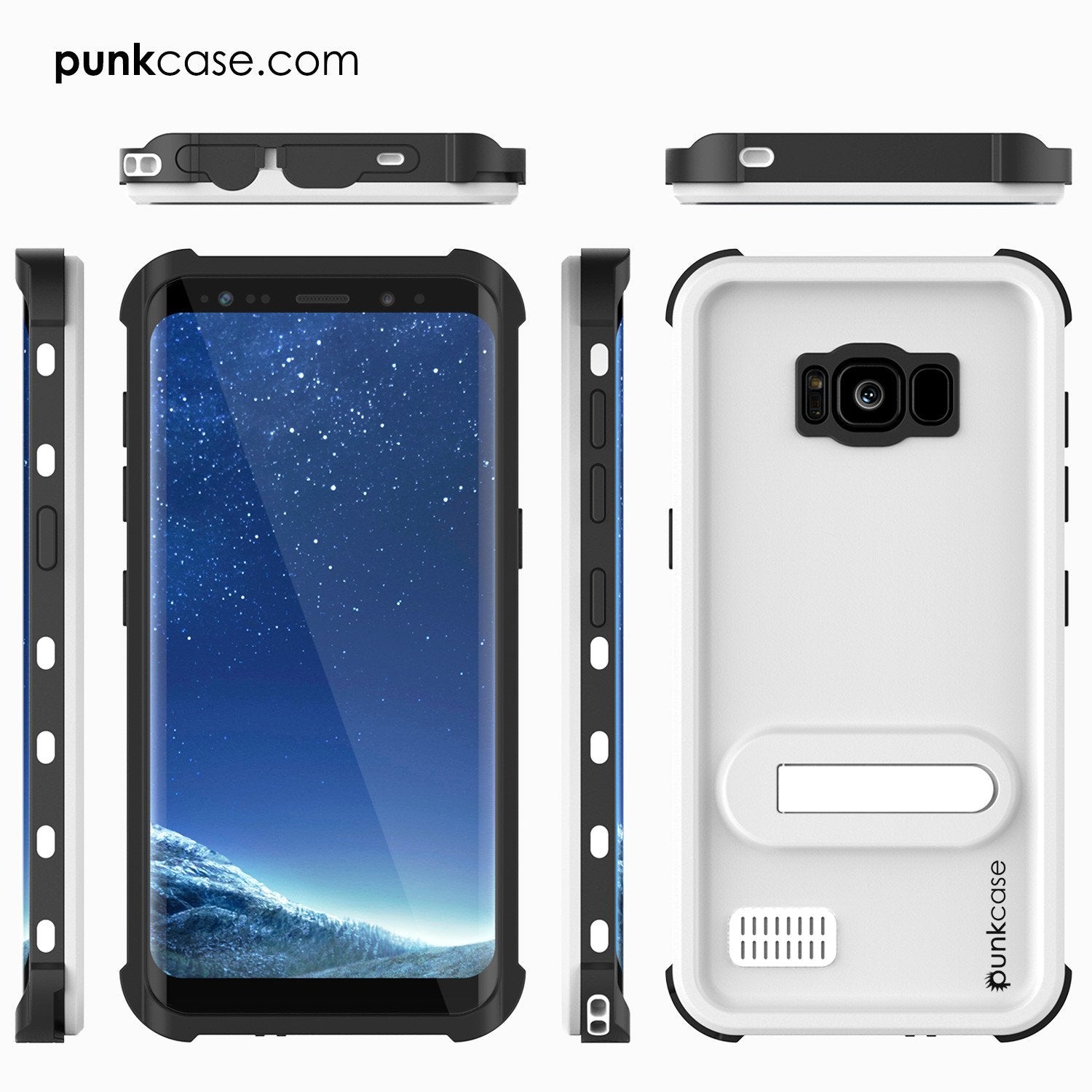 Galaxy S8 Plus Waterproof Case, Punkcase [KickStud Series] [Slim Fit] [IP68 Certified] [Shockproof] [Snowproof] Armor Cover [WHITE]