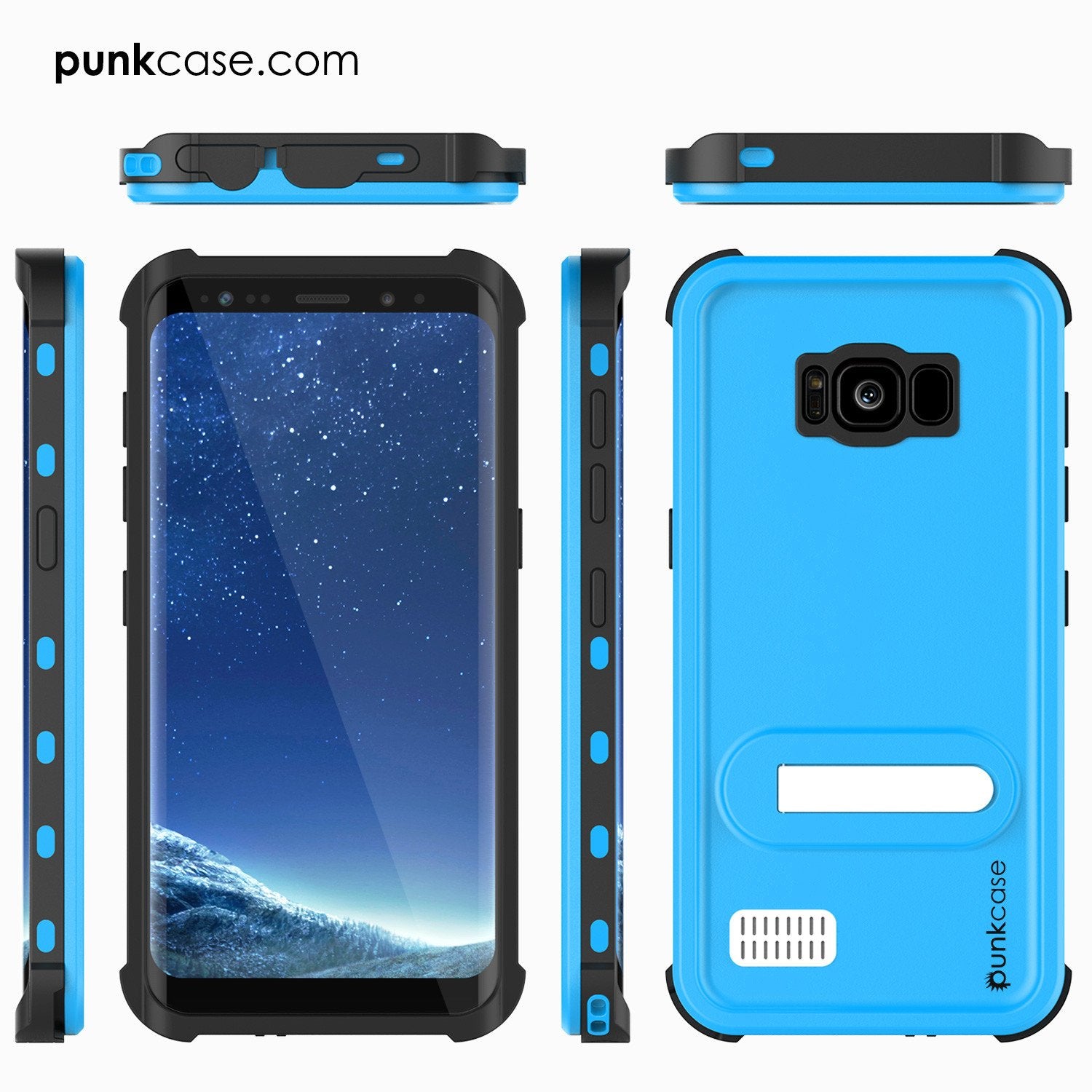Galaxy S8 Waterproof Case, Punkcase [KickStud Series] [Slim Fit] [IP68 Certified] [Shockproof] [Snowproof] Armor Cover [LIGHT BLUE]