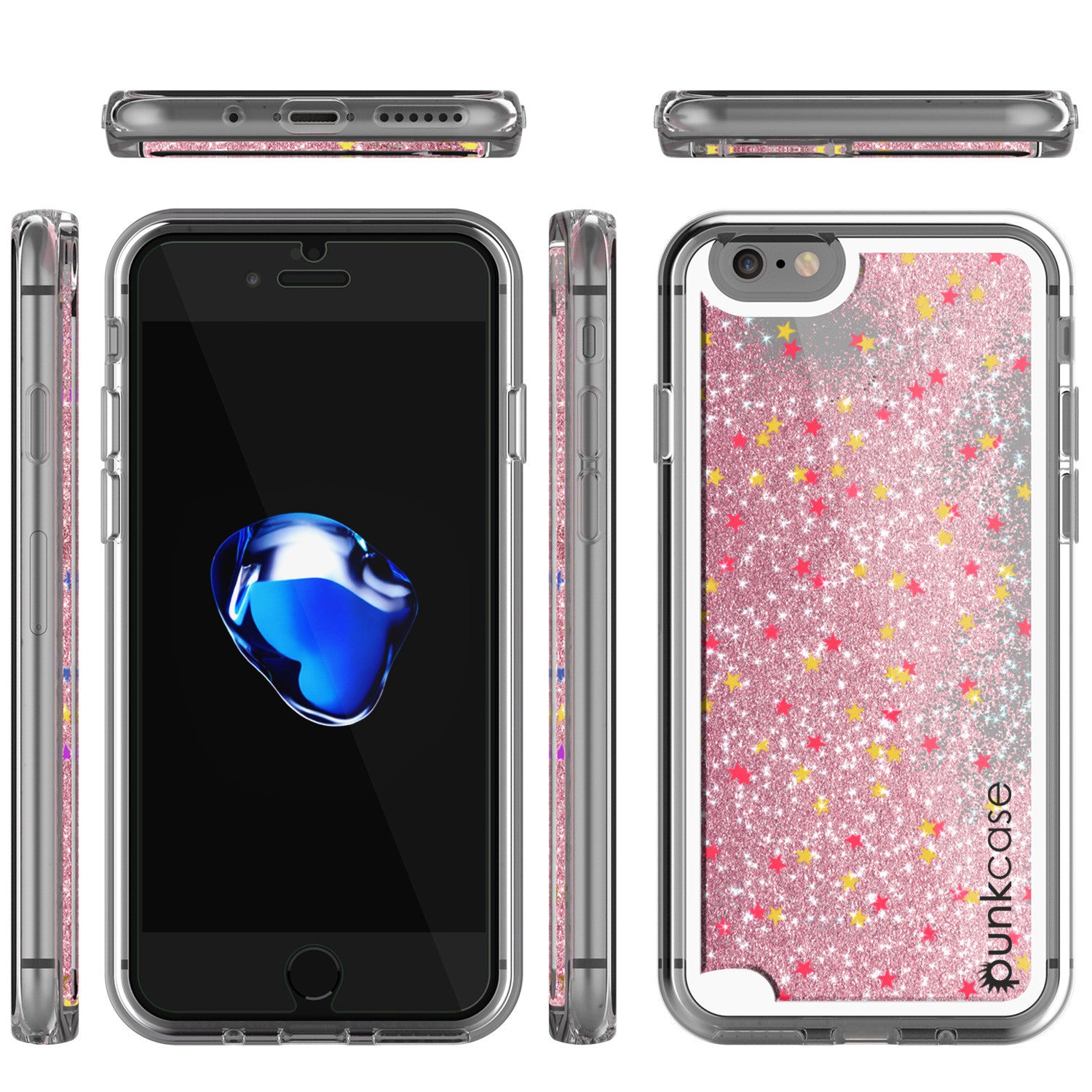 iPhone 7 Case, PunkCase LIQUID Rose Series, Protective Dual Layer Floating Glitter Cover