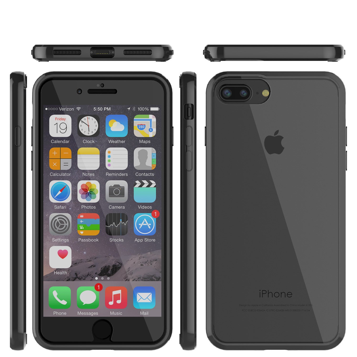 PUNKCASE - Lucid 2.0 Series Slick Frame Case for Apple IPhone 7+ Plus | Black