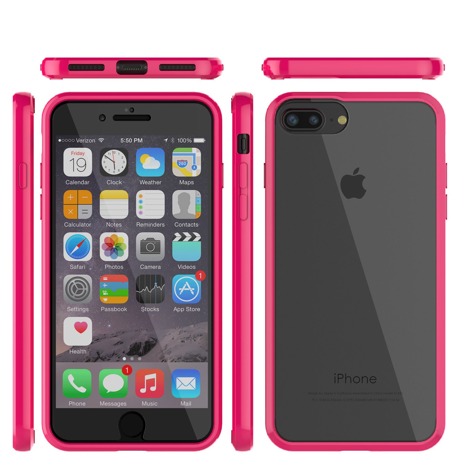 PUNKCASE - Lucid 2.0 Series Slick Frame Case for Apple IPhone 7+ Plus | Pink