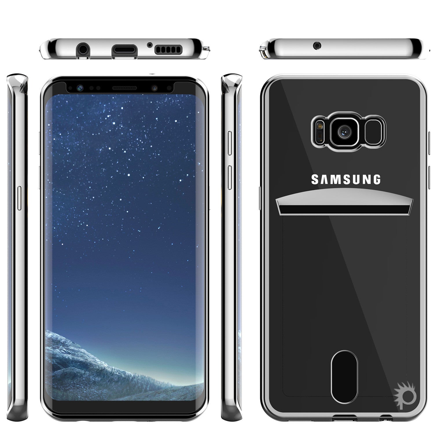 Galaxy S8 Case, PUNKCASE® LUCID Silver Series | Card Slot | SHIELD Screen Protector | Ultra fit