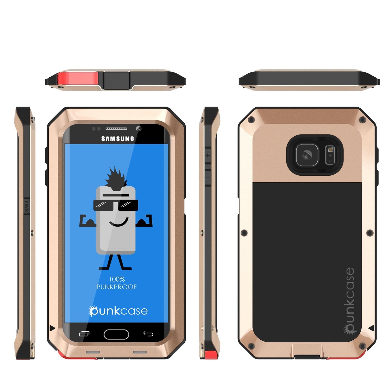 Galaxy S7 EDGE  Case, PUNKcase Metallic Gold Shockproof  Slim Metal Armor Case