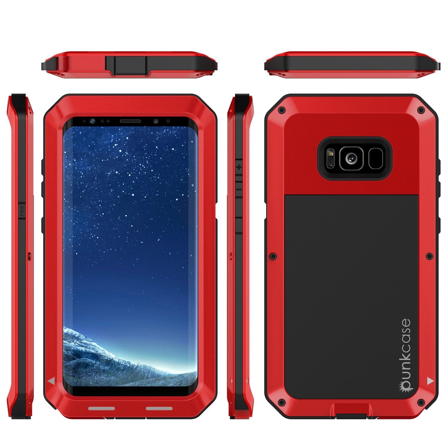 Galaxy Note 8  Case, PUNKcase Metallic Red Shockproof  Slim Metal Armor Case