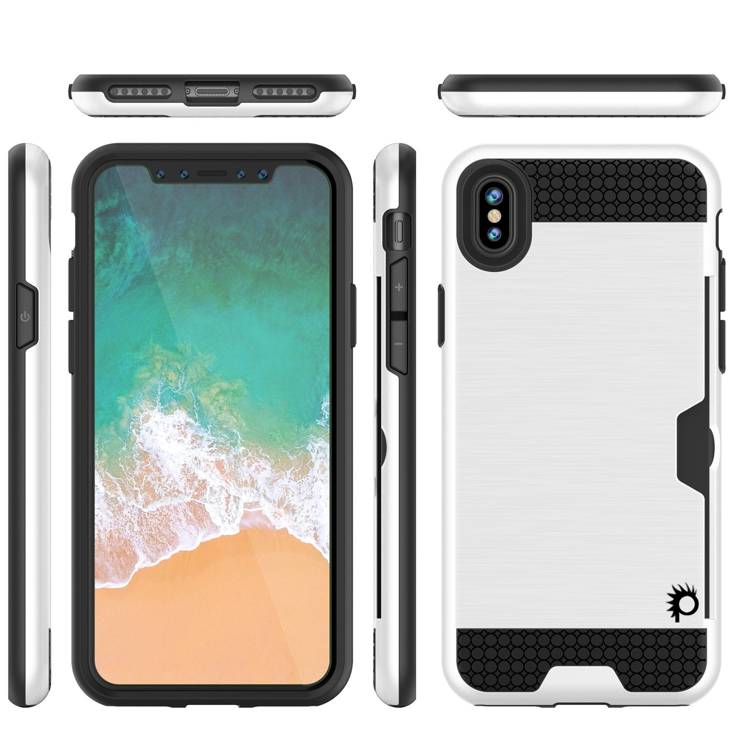 iPhone X Case, PUNKcase [SLOT Series] Slim Fit Dual-Layer Armor Cover [White]