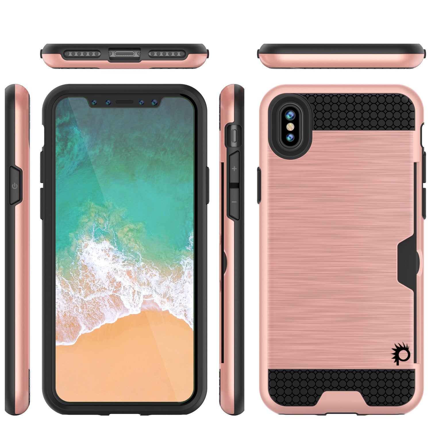 iPhone X Case, PUNKcase [SLOT Series] Slim Fit Dual-Layer Armor Cover [Rose Gold]
