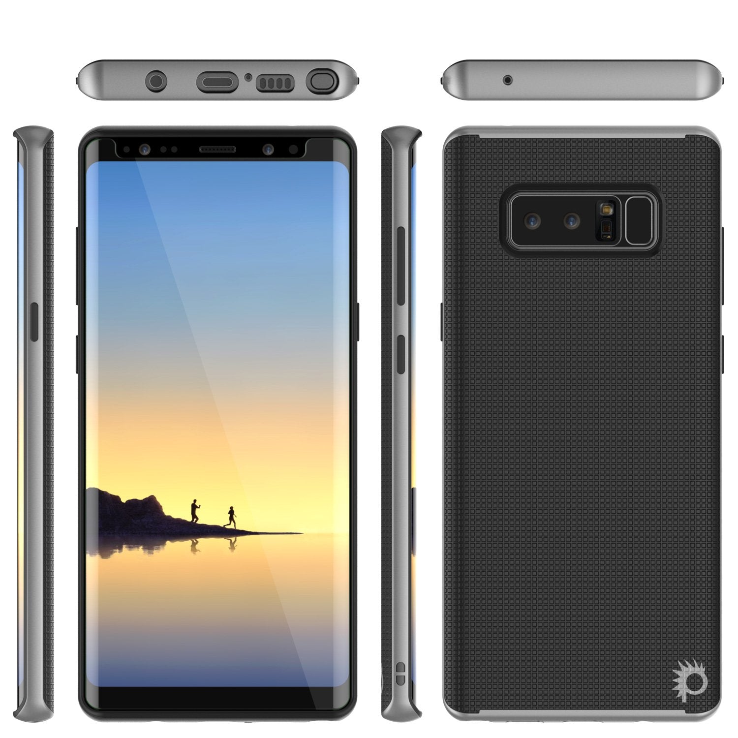 Galaxy Note 8 Case, PunkCase Stealth Silver Series Hybrid 3-Piece Shockproof Dual Layer Cover