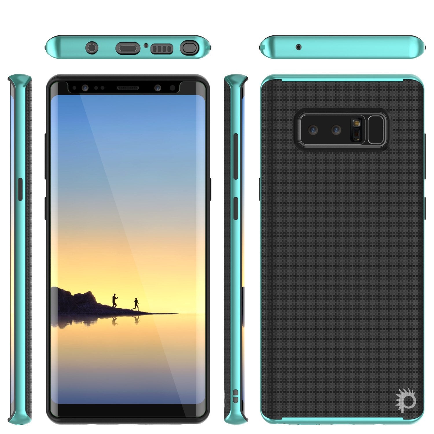 Galaxy Note 8 Case, PunkCase Stealth Teal Series Hybrid 3-Piece Shockproof Dual Layer Cover