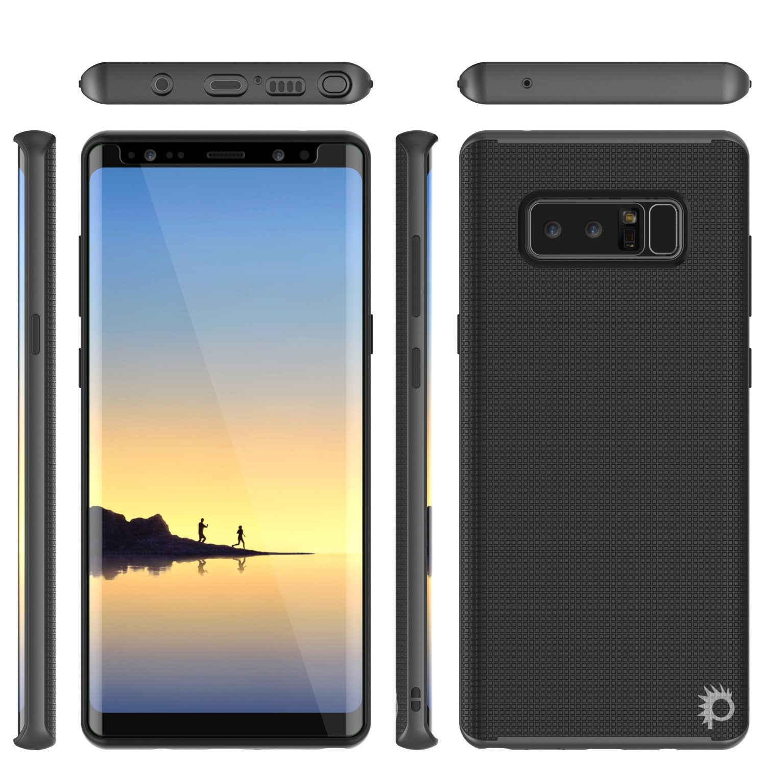 Galaxy Note 8 Case, PunkCase Stealth Grey Series Hybrid 3-Piece Shockproof Dual Layer Cover