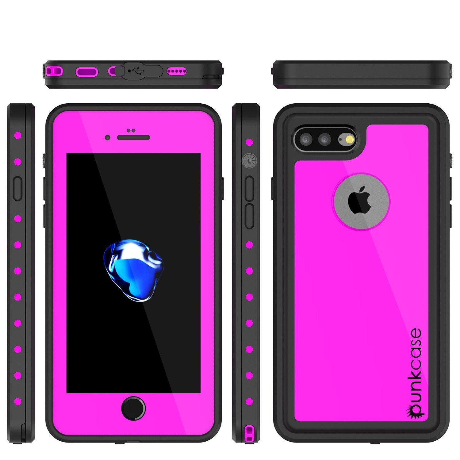 iPhone 8+ Plus Waterproof Case, Punkcase [StudStar] [Pink] [Slim Fit] [IP68 Certified] [Shockproof] [Dirtproof] [Snowproof] Armor Cover