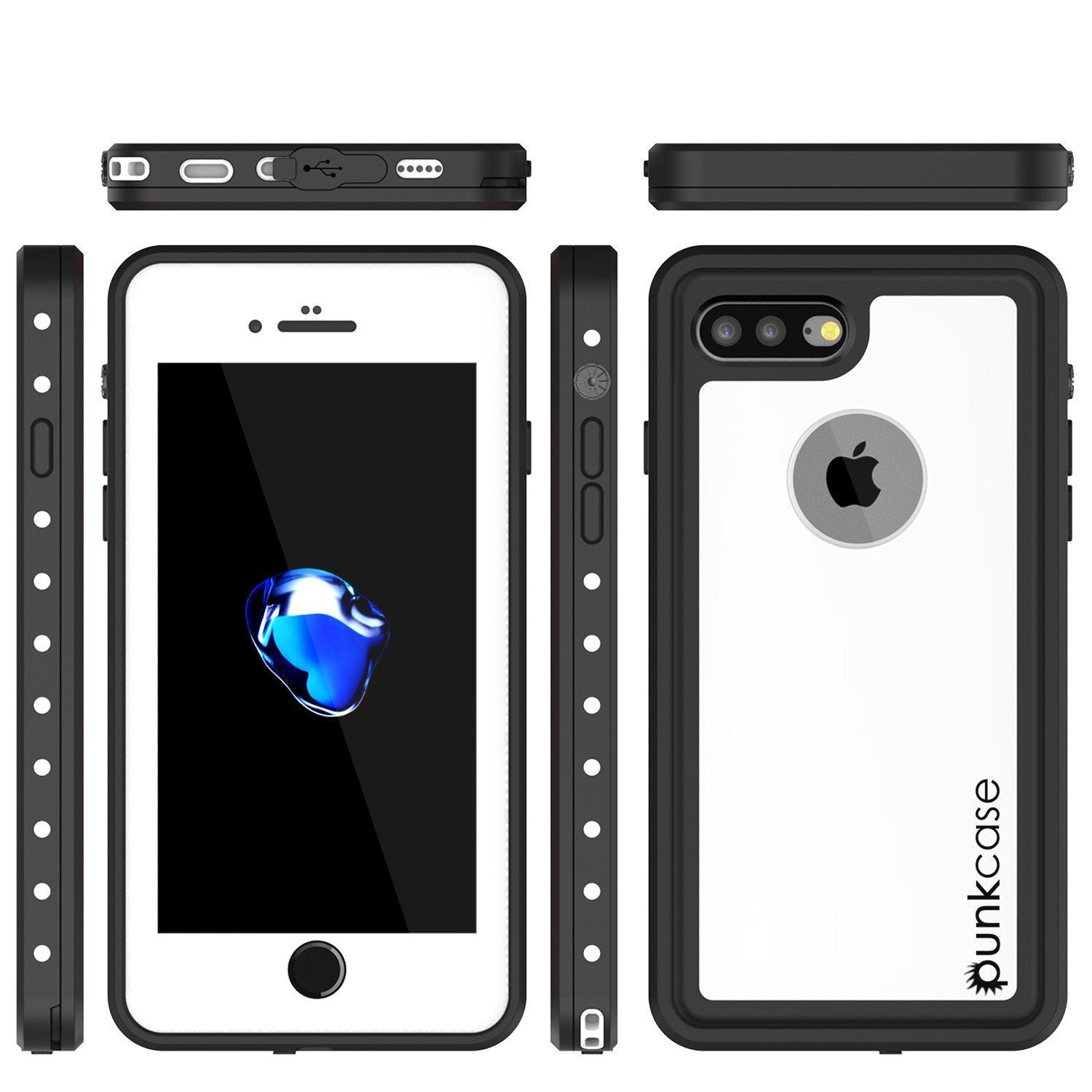 iPhone 8+ Plus Waterproof Case, Punkcase [StudStar] [White] [Slim Fit] [IP68 Certified] [Shockproof] [Dirtproof] Armor Cover