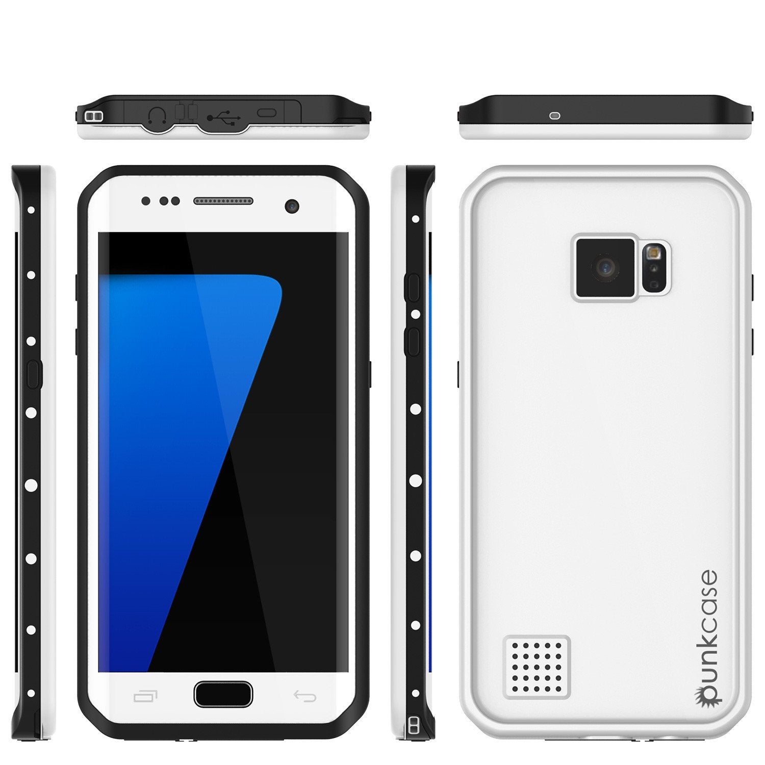 Galaxy S7 EDGE Waterproof Case Punkcase StudStar White Thin 6.6ft Underwater IP68 Shock/Snow Proof