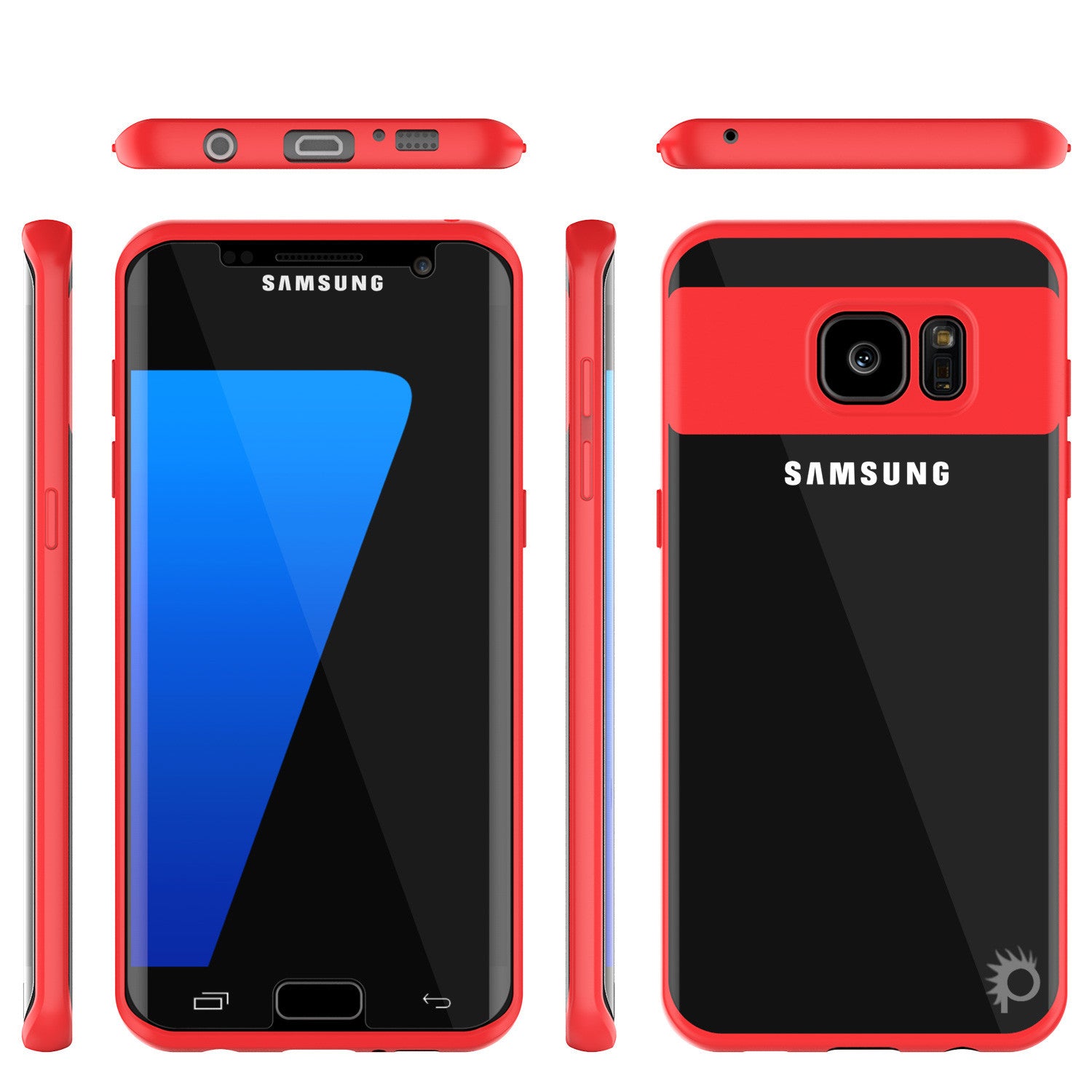 Galaxy S7 Edge Case [Mask Series] [Red] Full Body Hybrid Dual Layer Tpu Cover W/ Protective Punkshield Screen Protector