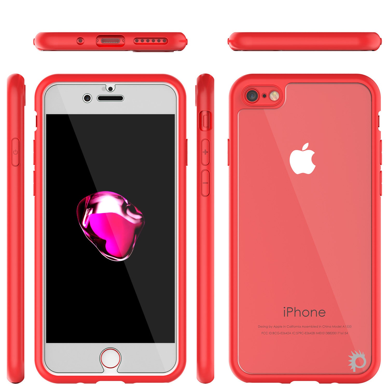 iPhone 7 Case, Punkcase [MASK Series] [RED] Full Body Hybrid Dual Layer TPU Cover protective Tempered Glass Screen Protector