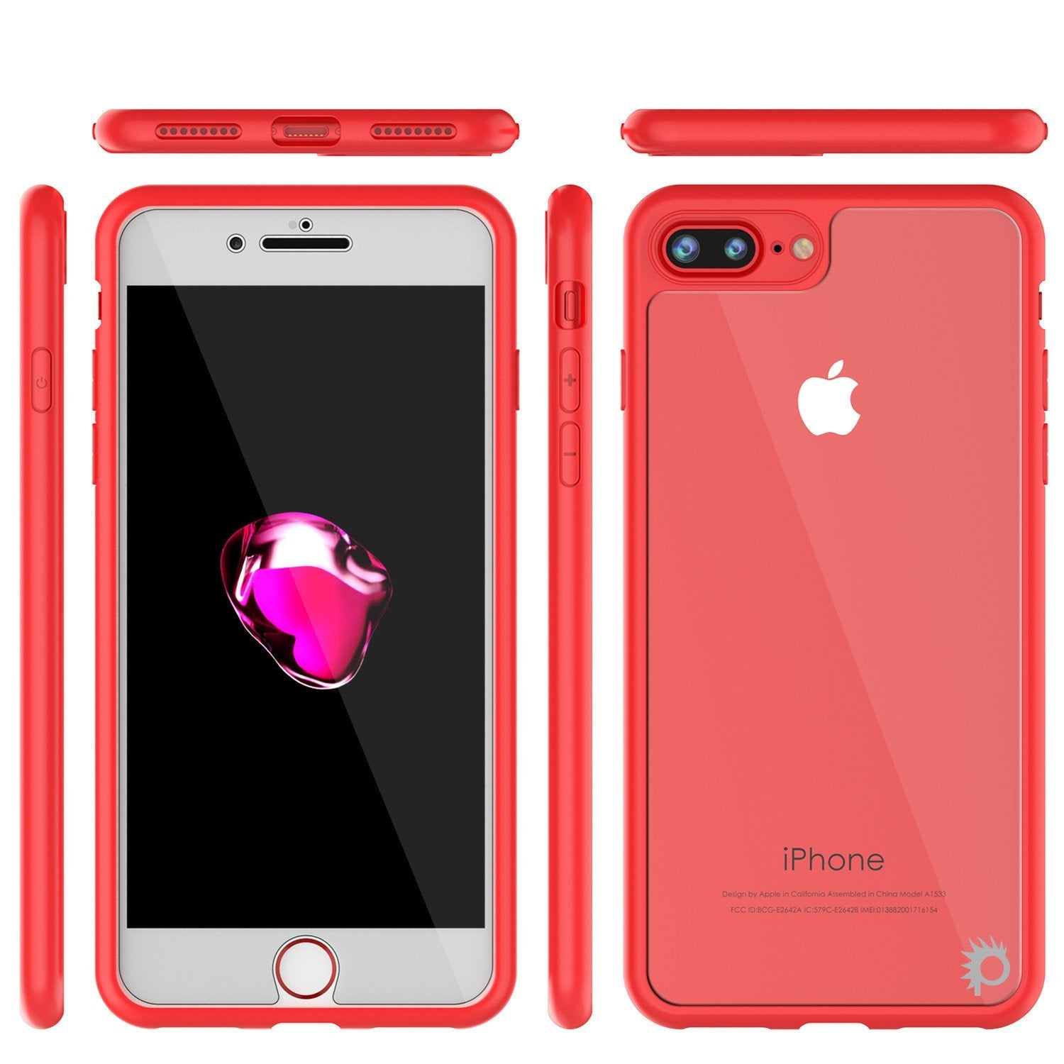 iPhone 8+ Plus Case [MASK Series] [RED] Full Body Hybrid Dual Layer TPU Cover W/ protective Tempered Glass Screen Protector