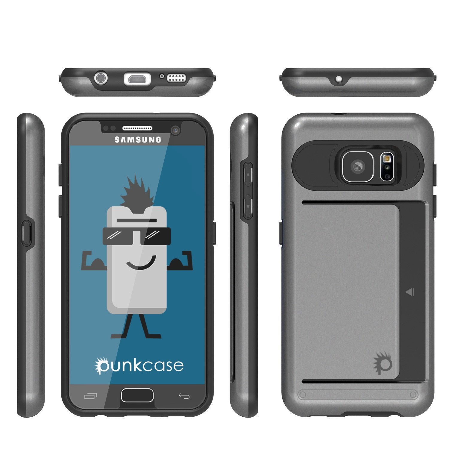 Punkcase Galaxy S7 EDGE Slim Armor Soft Cover | CLUTCH Grey Series