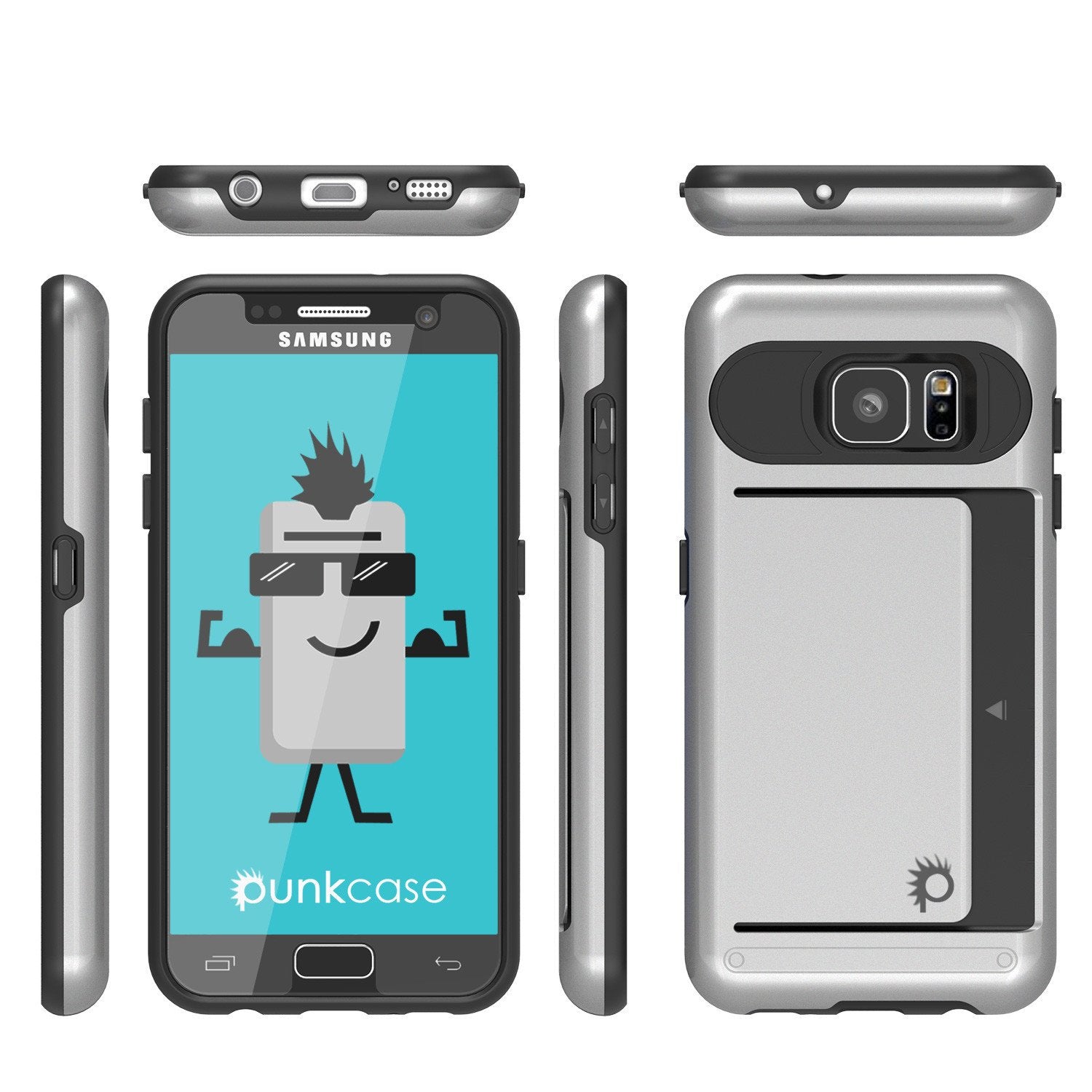Punkcase Galaxy S7 EDGE Slim Armor Soft Cover | CLUTCH Silver Series