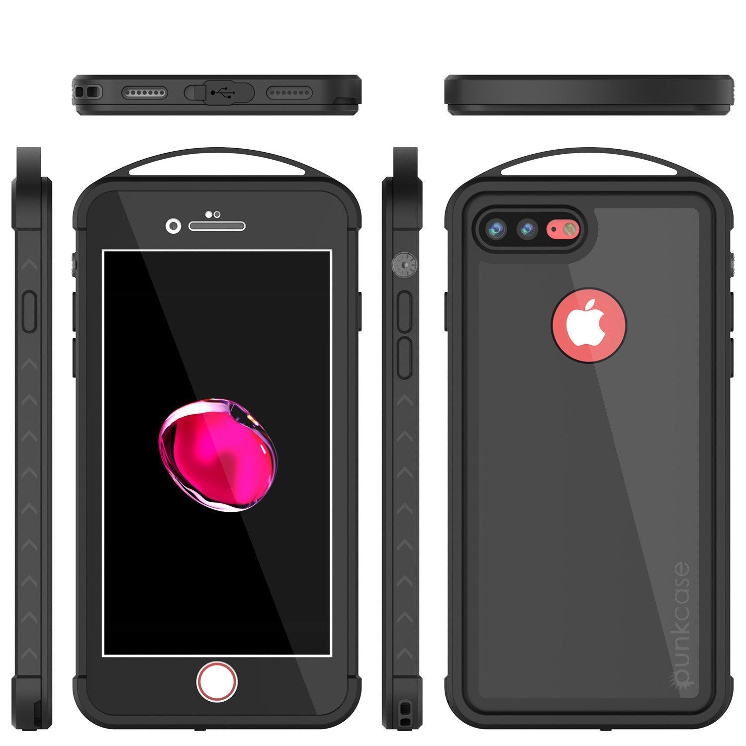 iPhone 8+ Plus Waterproof Case, Punkcase ALPINE Series, Black | Heavy Duty Armor Cover