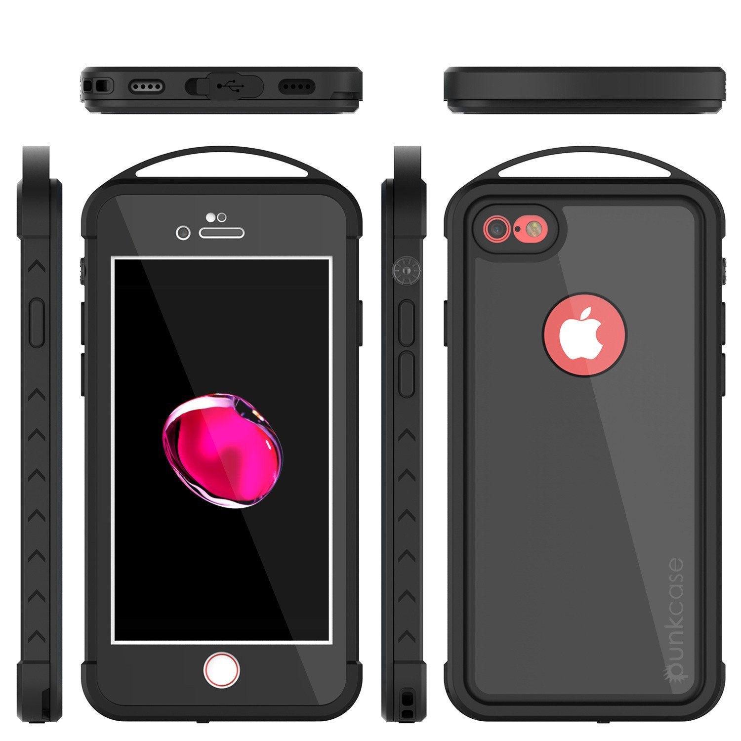 iPhone 8 Waterproof Case, Punkcase ALPINE Series, Black | Heavy Duty Armor Cover