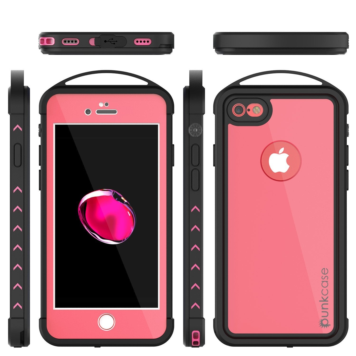 iPhone 8 Waterproof Case, Punkcase ALPINE Series, Pink | Heavy Duty Armor Cover