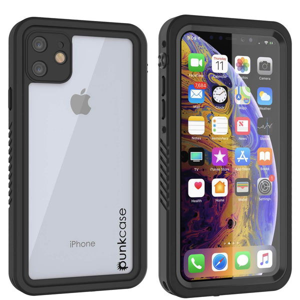 iPhone 12 Waterproof Case, Punkcase [Extreme Series] Armor Cover W/ Built In Screen Protector [Black]