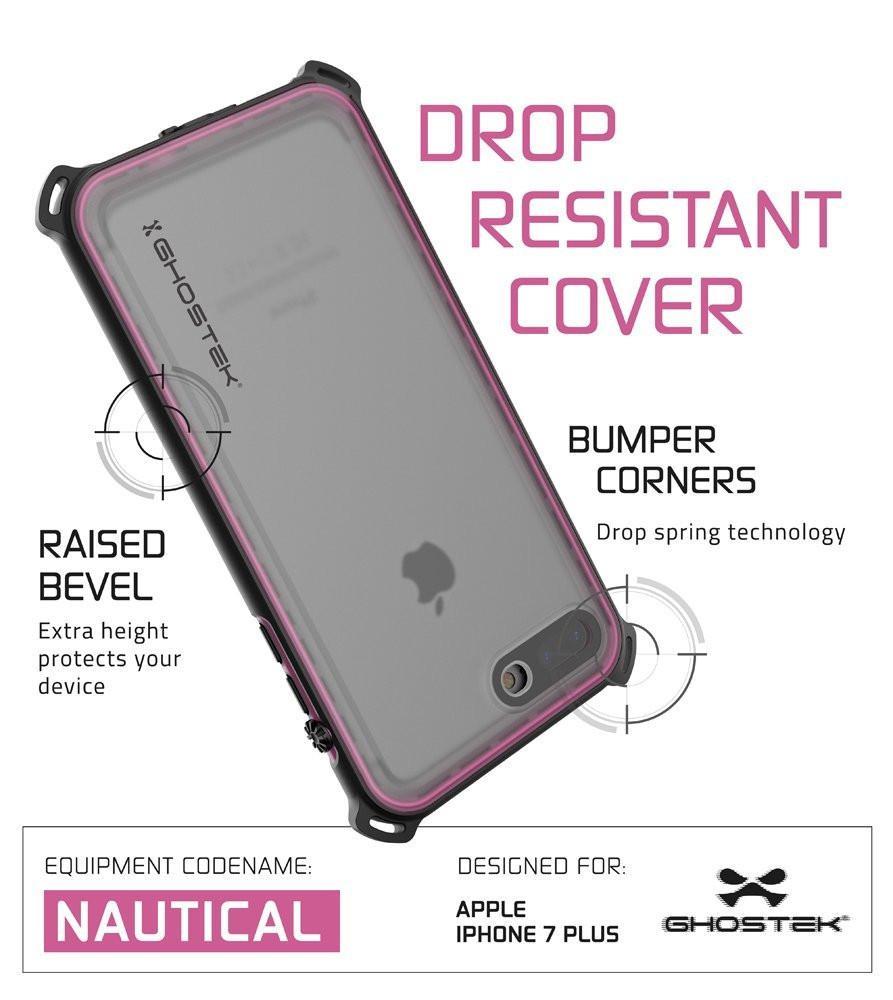 iPhone 8+ Plus Waterproof Case, Ghostek Nautical Series for iPhone 8+ Plus | Slim Underwater Protection | Adventure Duty | Swimming (Pink)