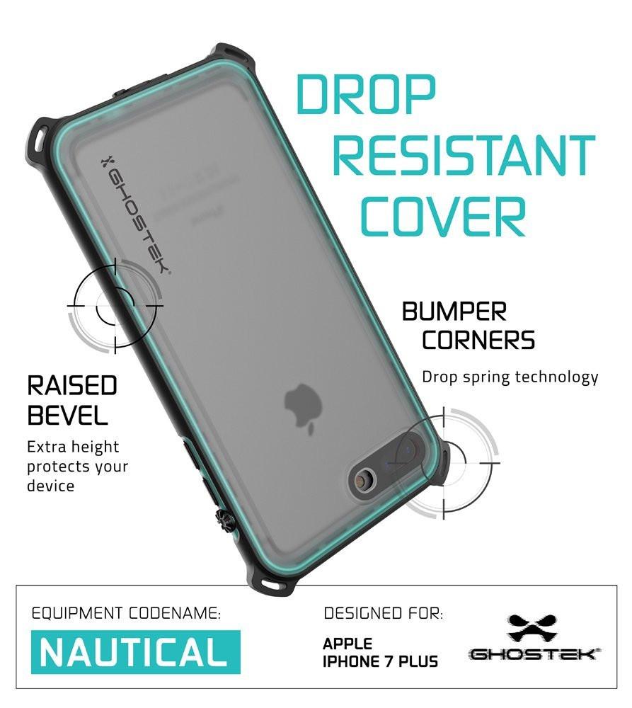 iPhone 8+ Plus Waterproof Case, Ghostek Nautical Series for iPhone 8+ Plus | Slim Underwater Protection | Adventure Duty | Swimming (Teal)