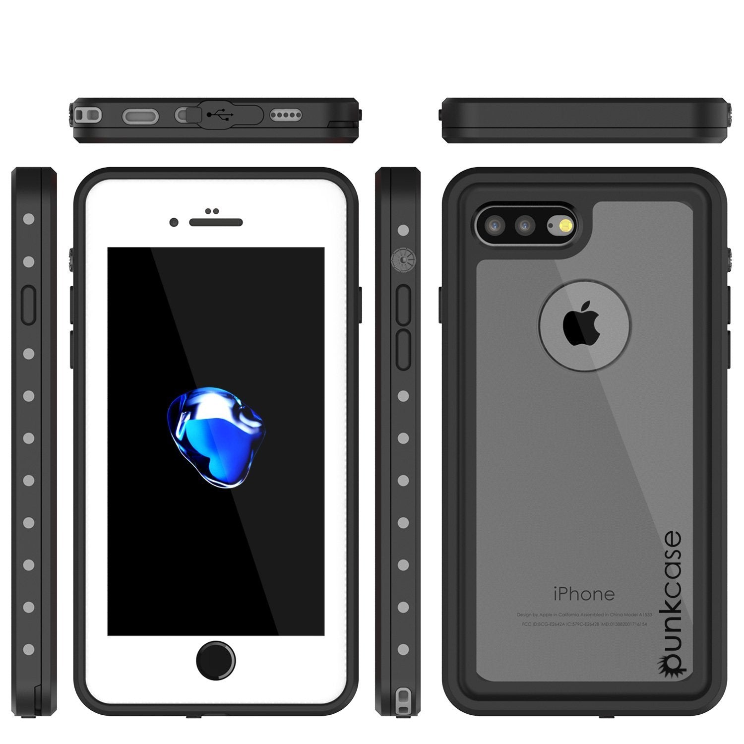 iPhone 8+ Plus Waterproof Case, Punkcase [StudStar Series] [Clear] [Slim Fit] [IP68 Certified] [Shockproof] [Dirtproof] [Snowproof] Armor Cover for Apple iPhone 8+ Plus