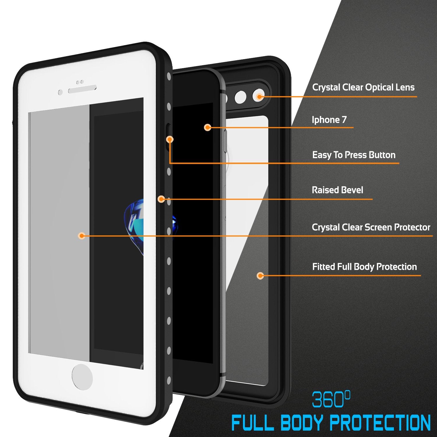 iPhone 7+ Plus Waterproof IP68 Case, Punkcase [Clear] [StudStar Series] [Slim Fit] [Dirtproof]