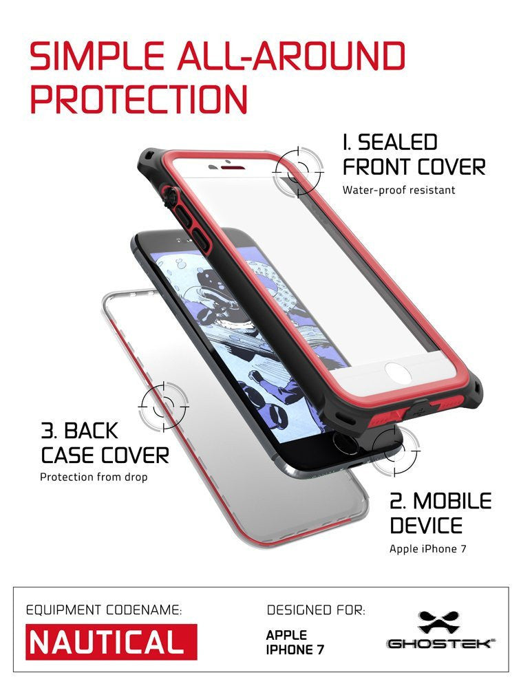 GHOSTEK - Nautical Series Waterproof Case for Apple iPhone 7 | Red