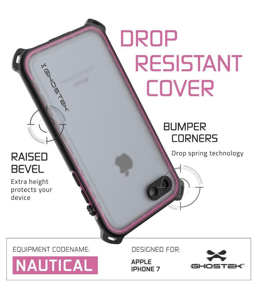 iPhone  8  Waterproof Case, Ghostek Nautical Series for iPhone  8  | Slim Underwater Protection | Adventure Duty | Ultra Fit | Swimming (Pink)
