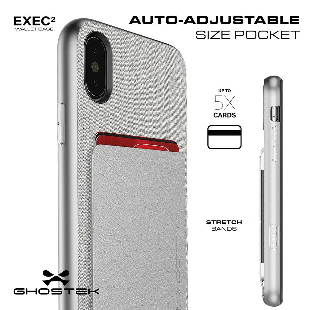 iPhone 8+ Plus Case , Ghostek Exec 2 Series for iPhone 8+ Plus Protective Wallet Case [SILVER]