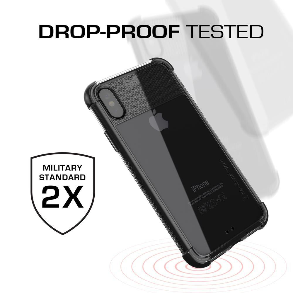 Ghostek Transparent iPhone X Case, Covert2 Series Resilient Rugged Armor Design | Supports AirPower Wireless Charging | Black