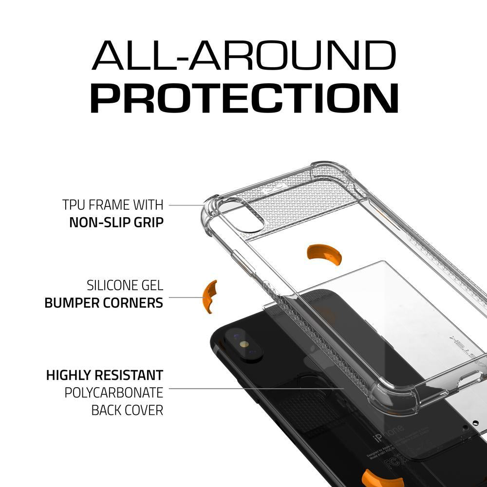 iPhone X Crystal Clear Case, Ghostek Covert2 Soft Skin Cover with Silicone Gel Corners | Enhanced State of the Art Fabrication | Face ID Compatible & Supports Wireless Charging | Orange