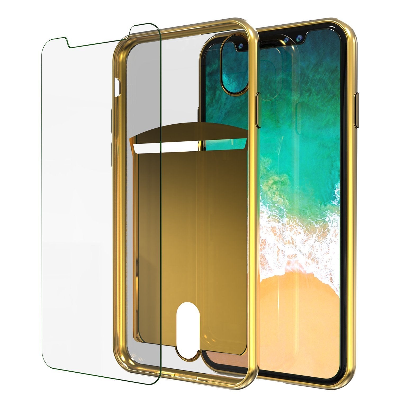iPhone 8 Case, PUNKcase [LUCID Series] Slim Fit Protective Dual Layer Armor Cover W/ Scratch Resistant Screen Protector [GOLD]