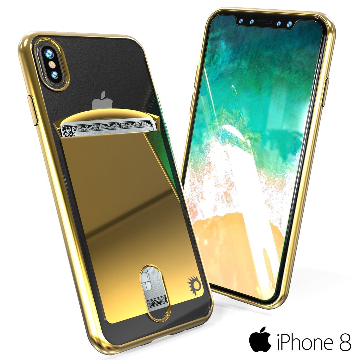 iPhone 8 Case, PUNKcase [LUCID Series] Slim Fit Protective Dual Layer Armor Cover W/ Scratch Resistant Screen Protector [GOLD]