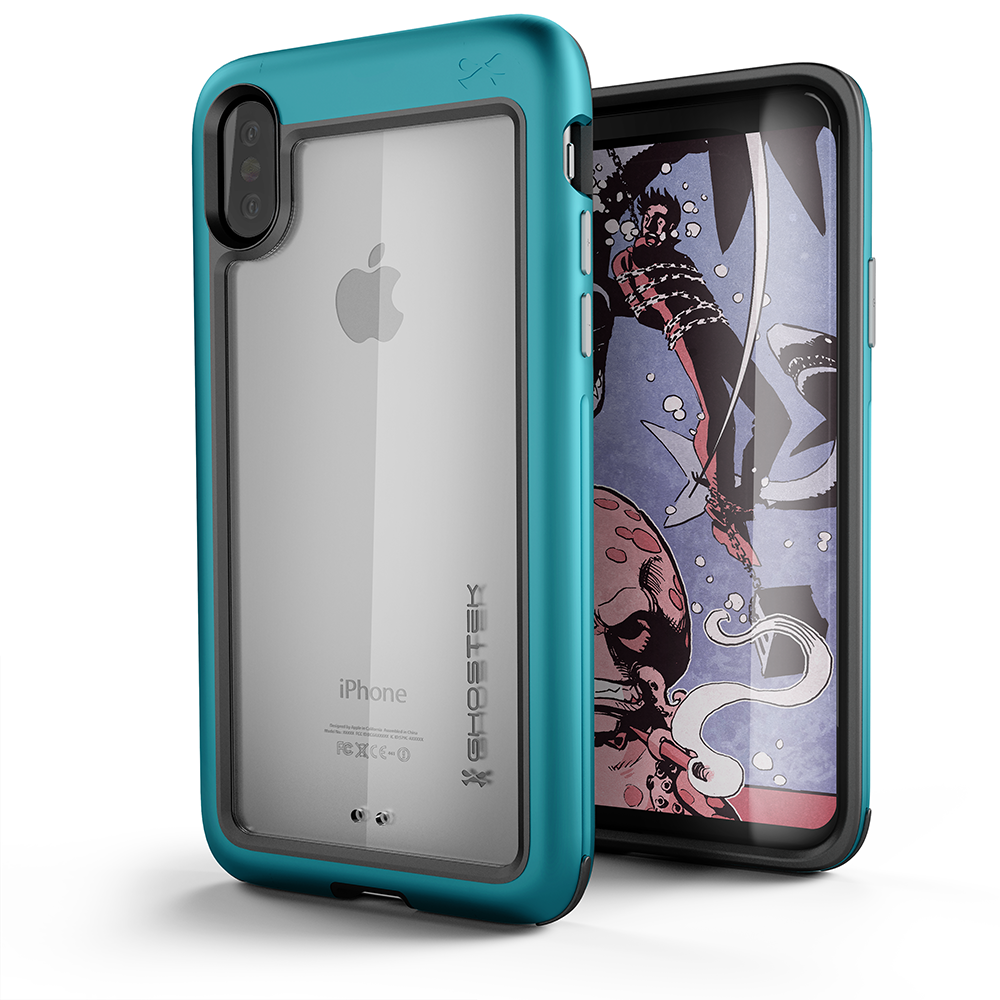 Ghostek Atomic Slim Apple iPhone X Case, Rugged Heavy Duty Military Grade Cover | Industrial Strength Aluminum Alloy Frame + Raised Rubberized Corners & Bezel | Face ID Compatible | Teal