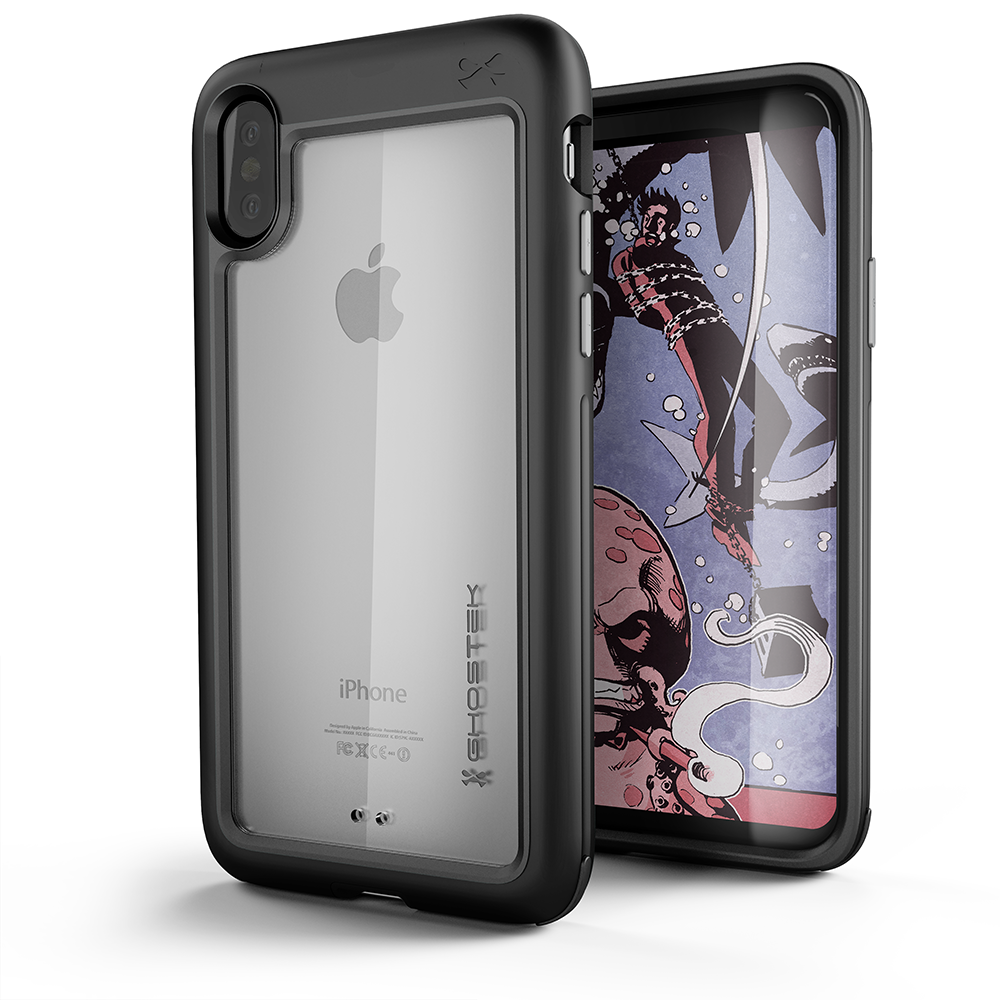 Ghostek Atomic Slim Hybrid iPhone X Case with Industrial Strength Military Drop Protection for Apple iPhone X 2017 | Supports Qi Wireless Charging | Works with Face ID | Black