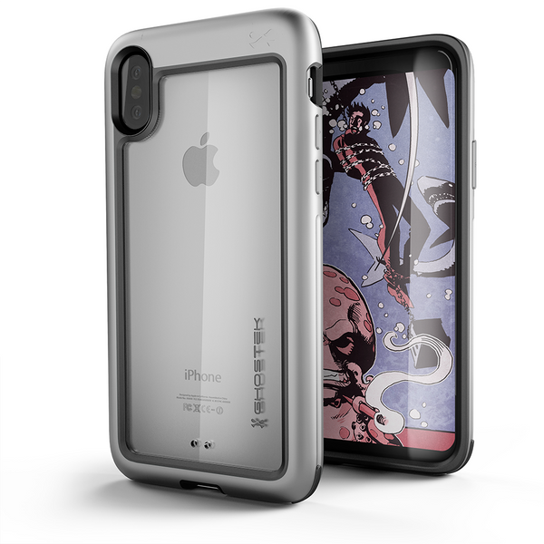 iPhone X Case, Ghostek Atomic Slim Series - Military Grade Drop Tested, Metal Aluminum Alloy Bumper + TPU & Rubber Protective Case for Apple iPhone X 2017 | Silver