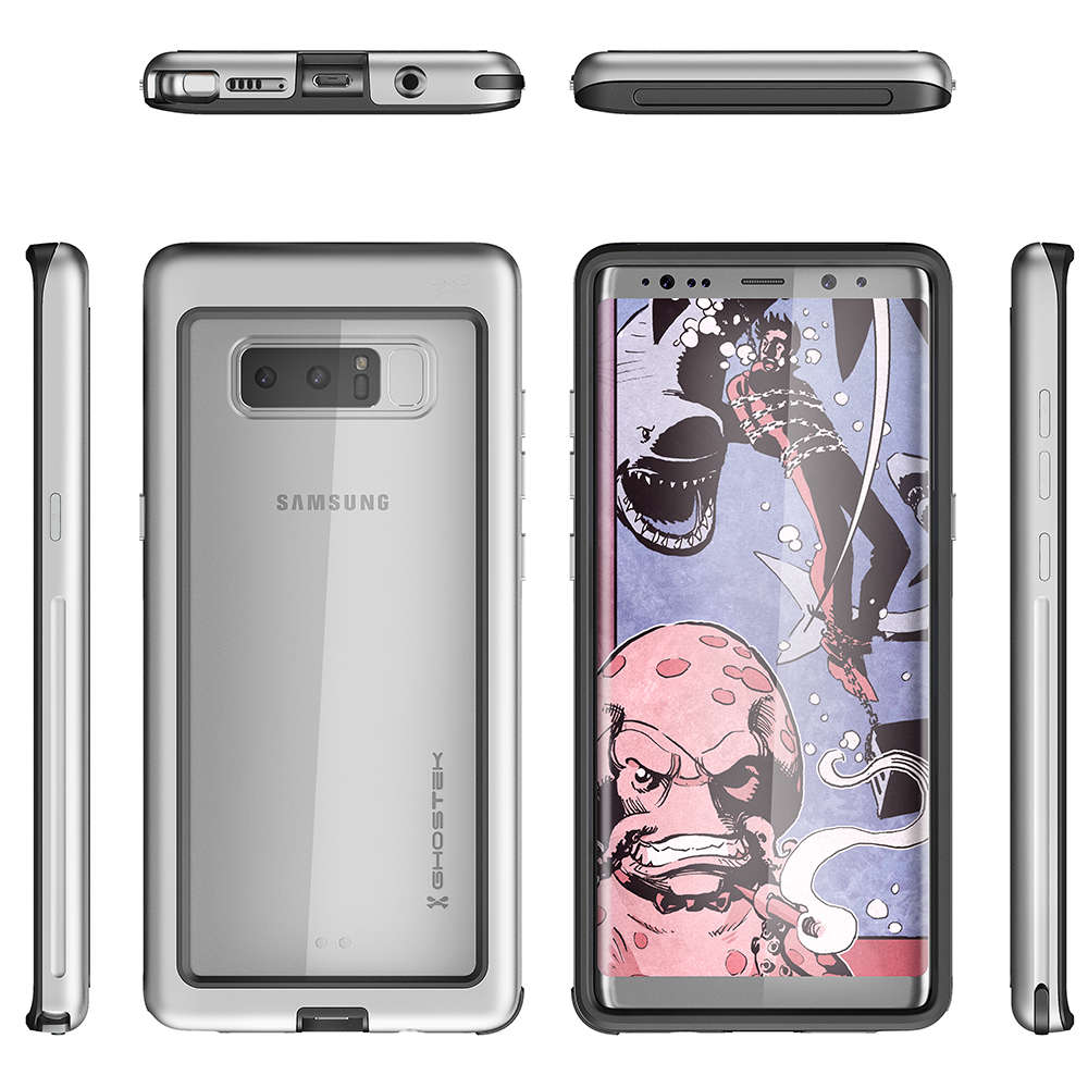 Galaxy Note 8 Rugged Heavy Duty Case ,Ghostek Atomic Slim Series  for Galaxy Note 8 Rugged Heavy Duty Case | SILVER