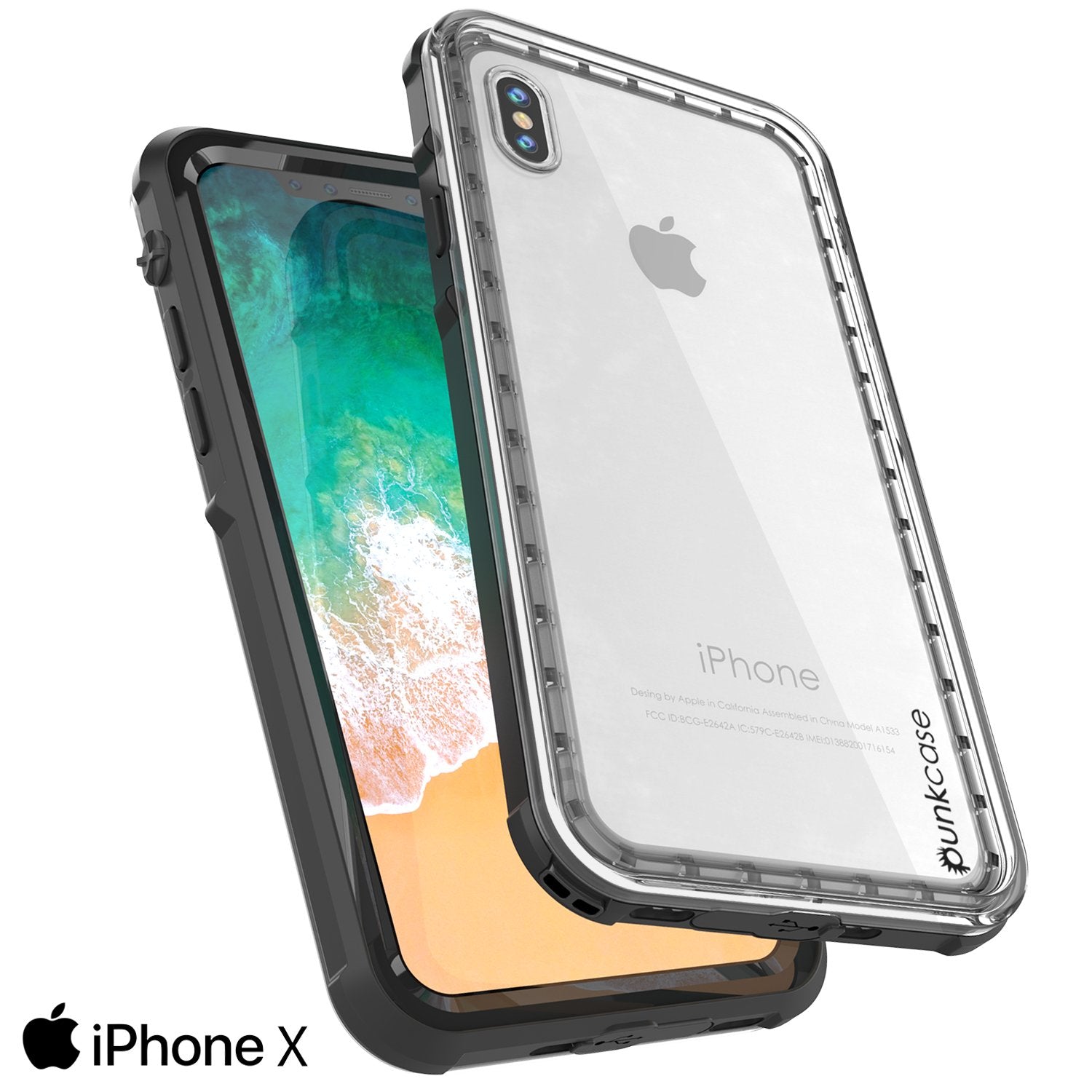 iPhone X Case, PUNKCase [CRYSTAL SERIES] Protective IP68 Certified Cover W/ Attached Screen Protector - DustPROOF, ShockPROOF, SnowPROOF - Ultra Slim Fit for Apple iPhone 10 [BLACK]