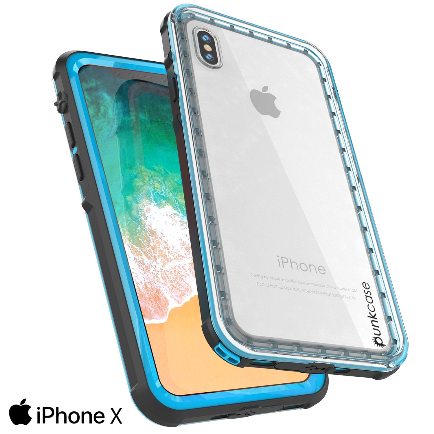 iPhone X Case, PUNKCase [CRYSTAL SERIES] Protective IP68 Certified Cover W/ Attached Screen Protector - DustPROOF, ShockPROOF, SnowPROOF - Ultra Slim Fit for Apple iPhone 10 [LIGHT BLUE]