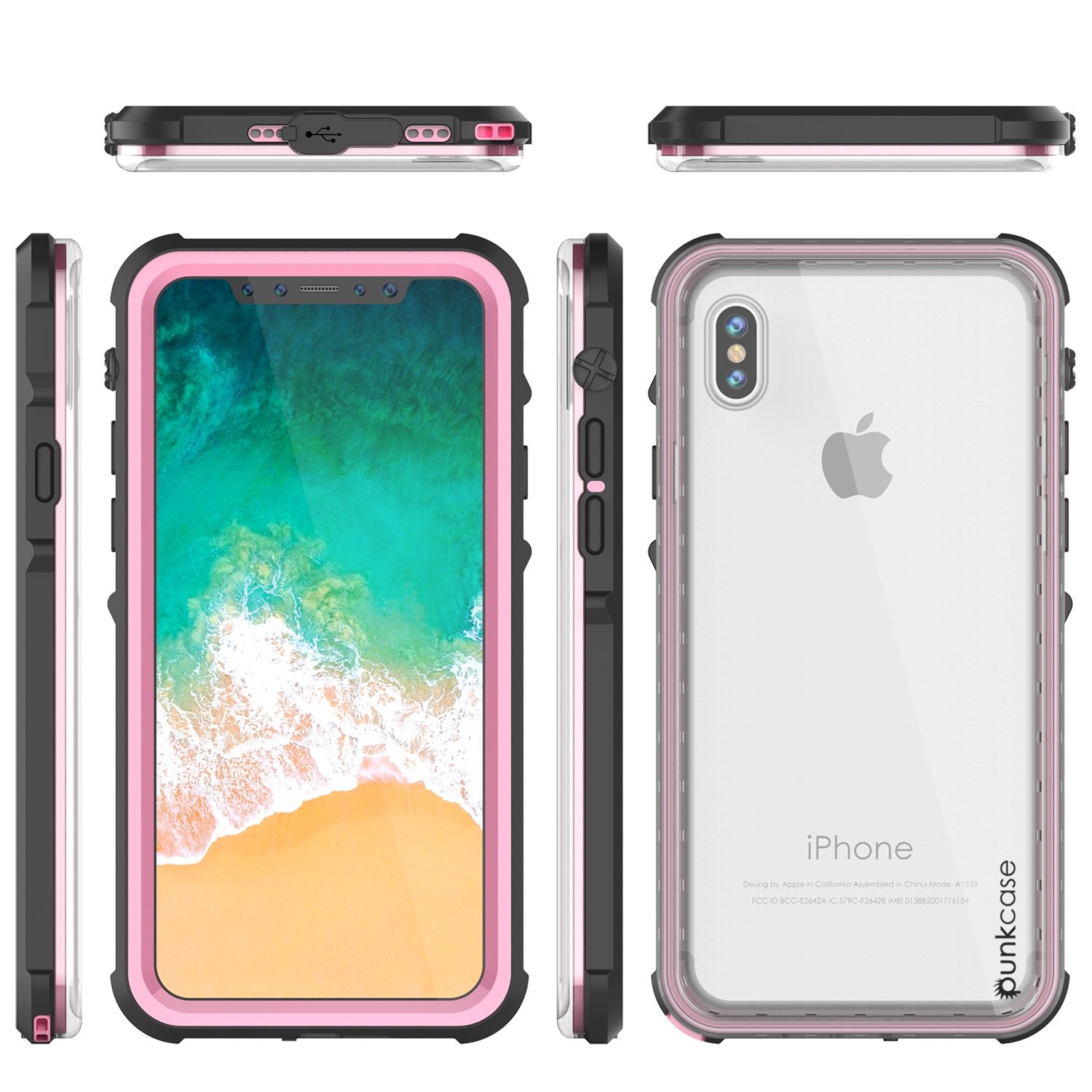 iPhone X Case, PUNKCase [CRYSTAL SERIES] Protective IP68 Certified Cover W/ Attached Screen Protector - DustPROOF, ShockPROOF, SnowPROOF - Ultra Slim Fit for Apple iPhone 10 [PINK]