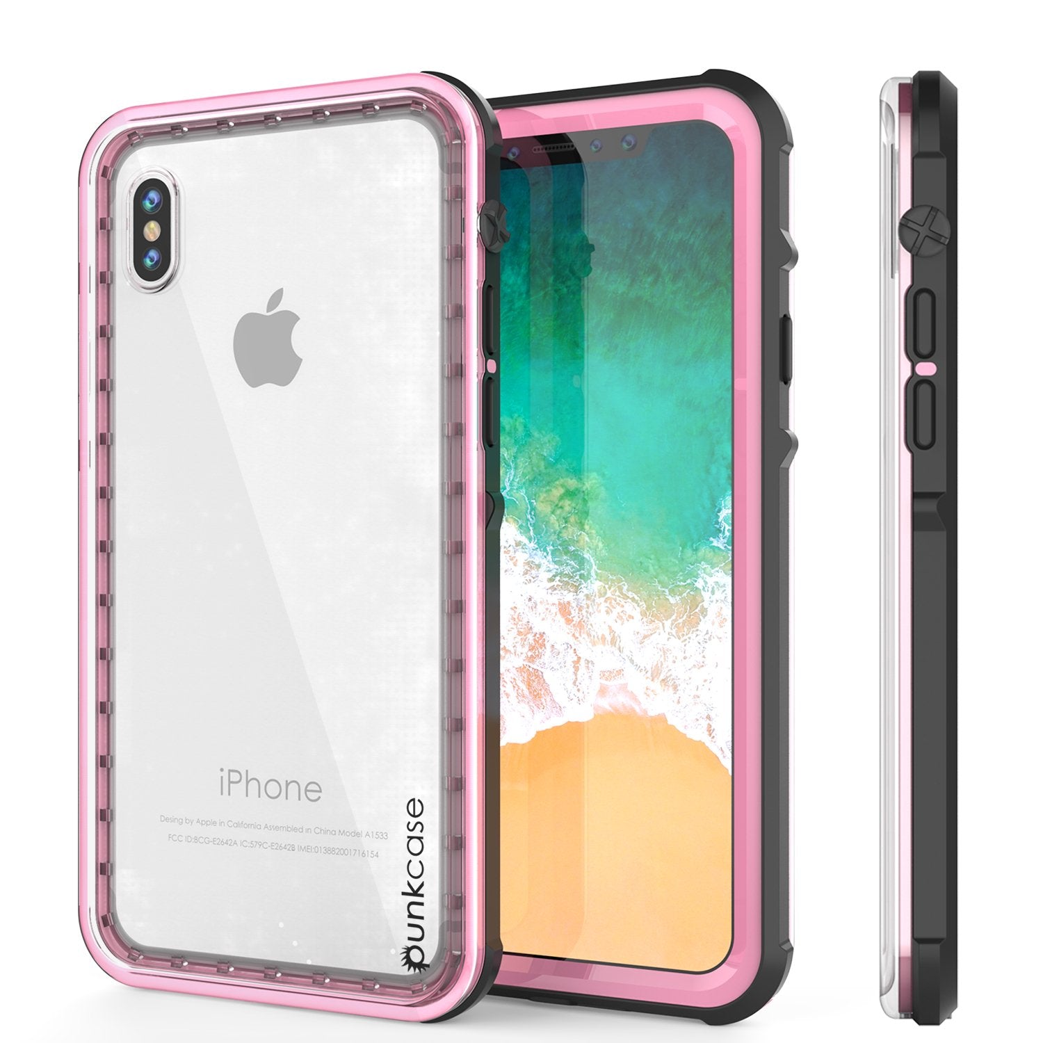 iPhone X Case, PUNKCase [CRYSTAL SERIES] Protective IP68 Certified Cover W/ Attached Screen Protector - DustPROOF, ShockPROOF, SnowPROOF - Ultra Slim Fit for Apple iPhone 10 [PINK]
