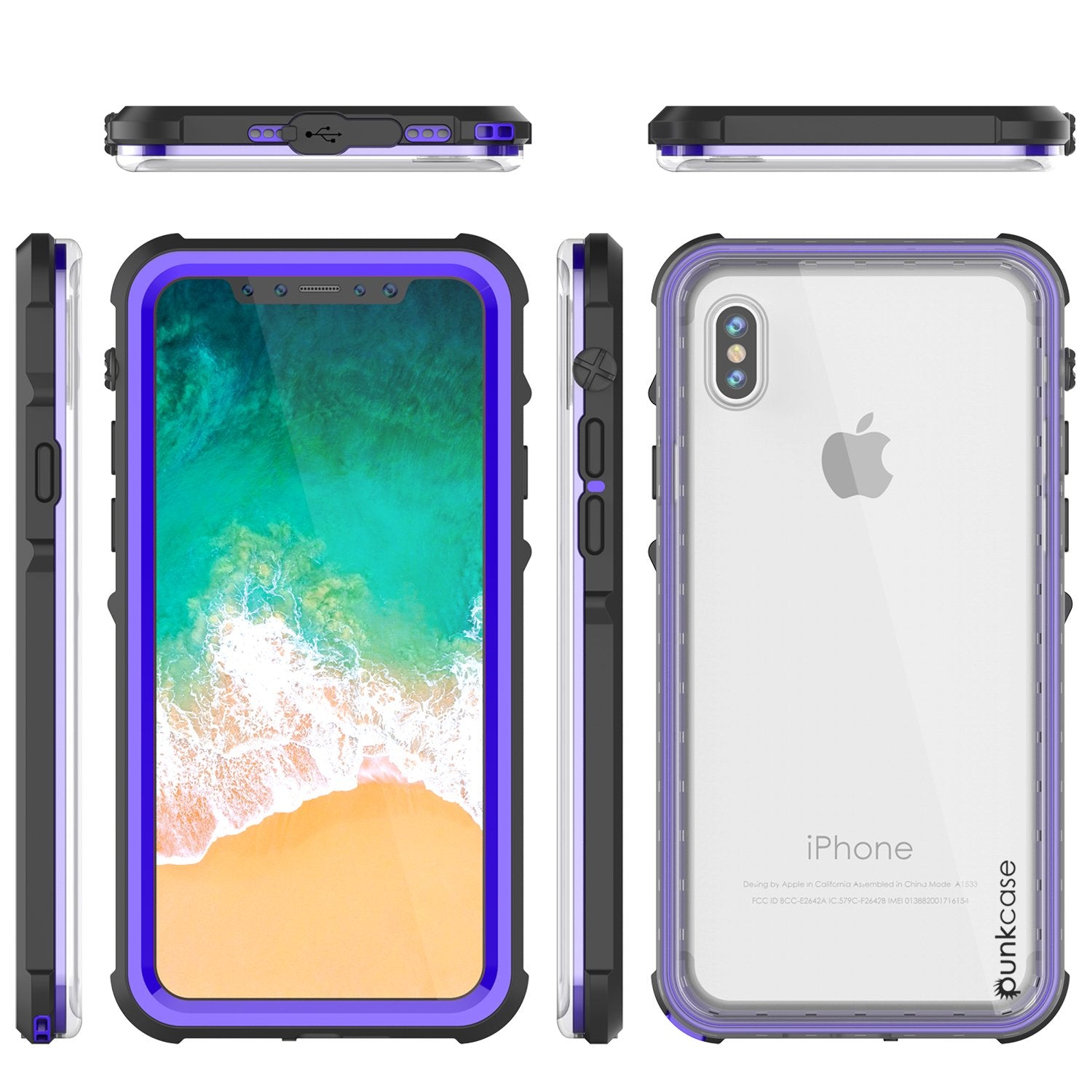 iPhone X Case, PUNKCase [CRYSTAL SERIES] Protective IP68 Certified Cover W/ Attached Screen Protector - DustPROOF, ShockPROOF, SnowPROOF - Ultra Slim Fit for Apple iPhone 10 [PURPLE]